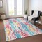 Homeroots 5' X 8' White Pink And Teal Blue Striped Washable Indoor Outdoor Area Rug 617705 - alternate 9