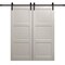 Sartodoors Modern Double Barn Door 64 x 80 inches, Ego 5010 Painted White Oak, 13FT Rail Track Set, Solid Pa EGO5010DB-PWO-64 - alternate 1