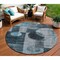 Homeroots 8' Teal Blue Gray And Charcoal Round Geometric Washable Indoor Outdoor Area Rug 604344 - alternate 1