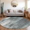 Homeroots 8' Round Teal Round Abstract Washable Non Skid Indoor Outdoor Area Rug 563624 - alternate 9