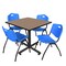 Regency Square Kobe Breakroom Table W/ 4 M Stack Chairs, 36 in W, 36 in L, Noble Oak TKB3636NO47BE - alternate 1