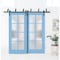 Sartodoors Sliding Closet Barn Bypass Doors with Frosted Glass 64x96 (2* 32x96) Solid Core Modern Interior VEREGIO7412BBB-AQU-6496 - alternate 1