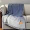 Homeroots Blue and Gray Woven Microfiber Striped Throw Blanket with Fringe 534361 - alternate 6