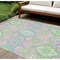 Homeroots 9' X 12' Pink Green And Blue Oriental Washable Indoor Outdoor Area Rug 597708 - alternate 1