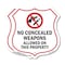 Signmission Concealed Carry Shield Sign No Concealed, 18 inch X 18 inch, Plastic Sign, 2PK SHI-P-2PACK-18-372 - alternate 1