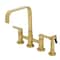 Kingston Brass Bridge Kitchen Faucet with Brass Sprayer, Brushed Brass KS8257CTLBS - alternate 1