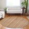 Homeroots 8' Rust Beige And Linen Round Striped Washable Indoor Outdoor Area Rug 616408 - alternate 8