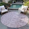 Homeroots 8' Pink Mauve And Blush Round Oriental Washable Indoor Outdoor Area Rug 582112 - alternate 7