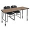 Regency Kee Adjustable Classroom Table W/ 2 Zeng Stack Chairs, 66 in W, 24 in L, Noble Oak MT6624NOAPGY44BK - alternate 1