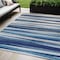 Homeroots 5' X 8' Navy Blue Ivory And Gray Striped Washable Indoor Outdoor Area Rug 597344 - alternate 1