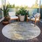 Homeroots 8' Ivory Charcoal And Silver Round Abstract Washable Indoor Outdoor Area Rug 582394 - alternate 8