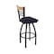 Holland Bar Stool Co Eleanor 36in Swivel Extra Tall Bar Stool, Black Wrinkle Finish, Medium Back, Canter Twilight Seat 880 - alternate 1