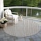 Homeroots 8' Gray Brown And Ivory Round Striped Washable Indoor Outdoor Area Rug 597393 - alternate 8