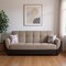Homeroots 93" Sand And Brown Chenille And Faux Leather Sleeper Sofa And Toss Pillows With Brown Legs 607162 - alternate 10