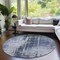 Homeroots 8' Navy Blue And Sky Blue Round Abstract Washable Indoor Outdoor Area Rug 587292 - alternate 8