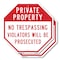 Signmission Private Property No Trespassing Vio, 10 inch X 10 inch, Aluminum Metal Signs, 2PK OC-A-2PACK-10-171 - alternate 1