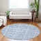 Homeroots 8' Sky Blue And Denim Blue Round Medallion Washable Indoor Outdoor Area Rug 589346 - alternate 8