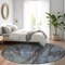 Homeroots 8' Blue And Gray Round Abstract Washable Indoor Outdoor Area Rug 616138 - alternate 8