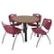 Regency Round Kee Breakroom Table W/ 4 M Stack Chairs, 36 in W, 36 in L, Noble Oak TB36RNDNOBPBK47BY - alternate 1