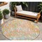 Homeroots 8' Coral Green And Copper Round Abstract Washable Indoor Outdoor Area Rug 600284 - alternate 1