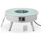 Leisuremod Walbrooke Outdoor Patio Aluminum Round Fire Pit Side Table with Lid and Fire Glass, White WW-29-GL - alternate 10