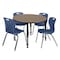 Regency Round Kee Adjustable Classroom Table W/ 4 Andy Stack Chairs, 48 in W, 48 in L, Noble Oak TB48RNDNOAPBK40NV - alternate 1