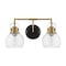 Jonathan Y Shirley 17.5" 2-light Farmhouse Industrial Metal LED Vanity Light w/Seeded Glass Globe Shades, Brass JYL7404B - alternate 10