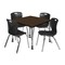 Regency Square Kee Mobile Adjustable Classroom Table W/ 4 Andy Chairs, 42 in W, 42 in L, Neo Walnut TB4242NWAPCGY40BK - alternate 1