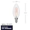 Bulbrite LED Filament 5W Dimmable B11 Light Bulb, Clear Glass, Candelabra E12 Base, 2700K, 500lu, 24PK 861745 - alternate 6