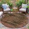 Homeroots 8' Brown And Charcoal Round Floral Washable Indoor Outdoor Area Rug 631007 - alternate 6