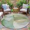 Homeroots 8' Artichoke Green And Taupe Round Abstract Washable Indoor Outdoor Area Rug 630425 - alternate 6