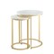 Homeroots Set of Two 22" Gold and White Marble Round Nested Tables 543883 - alternate 1