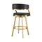 Homeroots 30" Black and Gold Faux Leather and Stainless Steel Low Back Bar Height Swivel Bar Chair 569177 - alternate 9