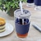 Mr. Coffee Sip Savvy 4 Piece 15 Ounce Silicone Sleeve Glass Cup Set w/ Lid and Straw in Navy 750123589M - alternate 6