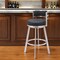Homeroots 31" Black And Silver Faux Leather And Stainless Steel Low Back Bar Height Swivel Bar Chair 555769 - alternate 9