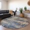 Homeroots 8' Denim Blue And Tan Round Abstract Washable Indoor Outdoor Area Rug 606142 - alternate 7