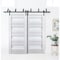 Sartodoors Sliding Closet Barn Bypass Doors with Frosted Glass White 56x96 (2* 28x96) Solid Core VEREGIO7455BBB-WS-5696 - alternate 1