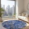 Homeroots 8' Navy Blue And Sky Blue Round Village Houses Washable Indoor Outdoor Area Rug 577849 - alternate 7