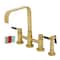 Kingston Brass Bridge Kitchen Faucet with Brass Sprayer, Brushed Brass KS8257DKLBS - alternate 1