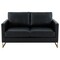 Leisuremod Lincoln Upholstered Leather Loveseat with Gold Frame, Black LA55BL-L - alternate 6