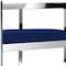Homeroots 30" Blue and Silver Metal and Velvet Low Back Bar Height Bar Chair 555066 - alternate 6