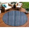 Homeroots 8' Blue Gray And Sky Blue Round Striped Washable Indoor Outdoor Area Rug 616366 - alternate 1