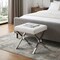 Homeroots 20in White and Silver Tufted Faux Leather and Metal Upholstered Bench 733246 - alternate 7