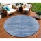 Homeroots 8' Denim Blue And Sky Blue Round Abstract Washable Indoor Outdoor Area Rug 587634 - alternate 1