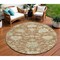 Homeroots 8' Copper Green And Ivory Round Floral Washable Indoor Outdoor Area Rug 605219 - alternate 1