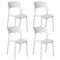 Fabulaxe Modern Plastic Outdoor Dining Chair with Open Curved Back, White Set of 4 QI004227.WT.4 - alternate 1
