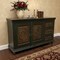 Homeroots 60in Dark Brown and Green Solid Wood Three Drawer Buffet Table with Two Doors 488610 - alternate 8