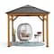 Sunjoy Outdoor Patio 9x9 ft Cedar Framed Gazebo with Brown Steel and Polycarbonate Hip Roof Hardtop A102007060 - alternate 1