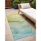 Homeroots 8' Runner Green Abstract Washable Non Skid Indoor Outdoor Runner Rug 559803 - alternate 1