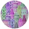 Homeroots 8' Purple Lilac And Green Round Village Houses Washable Indoor Outdoor Area Rug 577873 - alternate 8